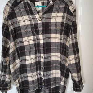 NWOT longsleeve brown and cream flannel button